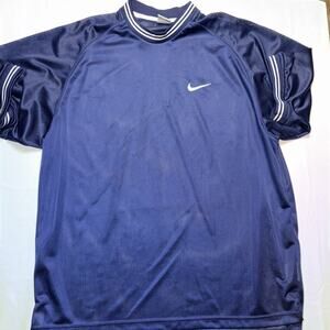 Nike Vintage Navy Mesh Jersey Y2K Sportswear Streetwear Swoosh Logo Med 90s